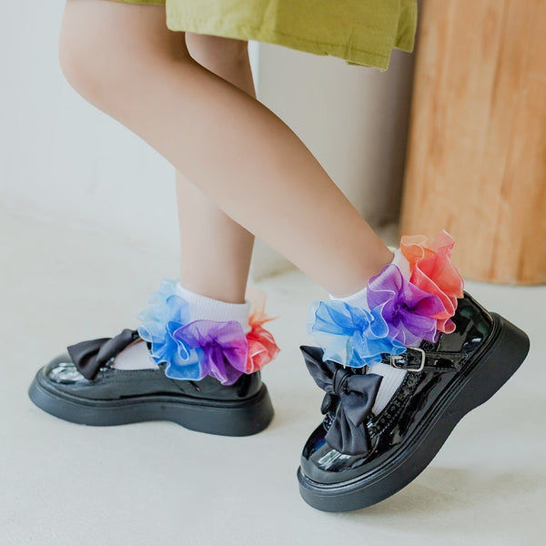 'I Shine Bright' Girls Ruffle Ankle Socks