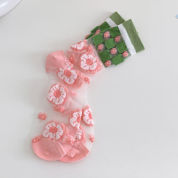 'Life Is Full Of Unique Beauty' Sheer Floral Summer Socks For Women