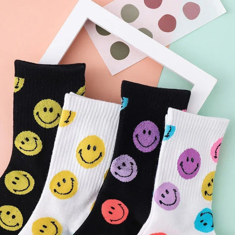 'To Be Happy Is To Be Free' Womens Smiley Face Crew Socks