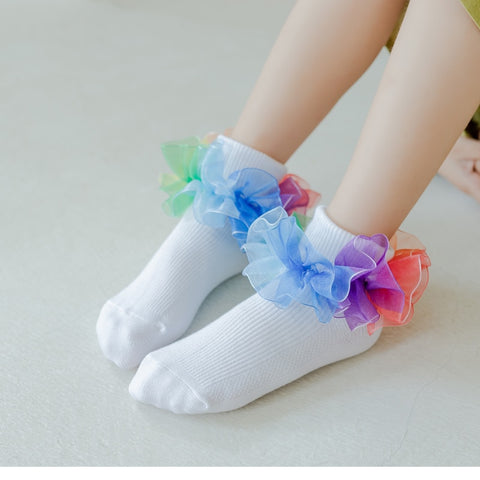 'I Shine Bright' Baby Girl Ruffle Ankle Socks