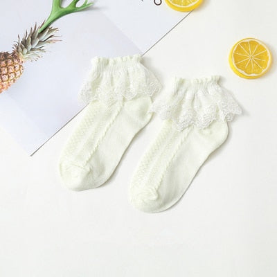 'I Am Blessed' Girl's Lace Ruffle Ankle Socks.