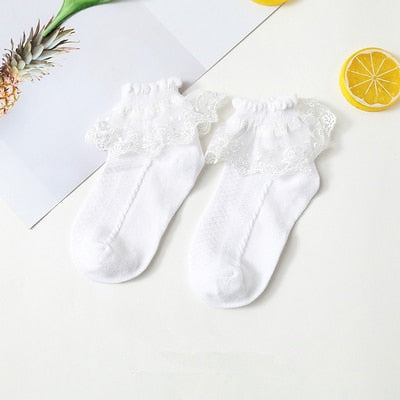 'I Am Blessed' Girl's Lace Ruffle Ankle Socks.