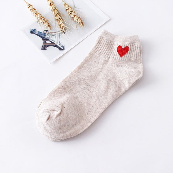 'I Am Loving' Women's Heart Print Ankle Socks (5 Pairs).