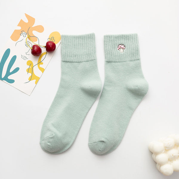 'My Body Is My Temple' Cute Mushroom Stitched Socks For Women