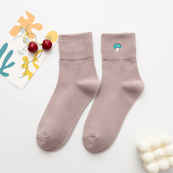 'My Body Is My Temple' Cute Mushroom Stitched Socks For Women